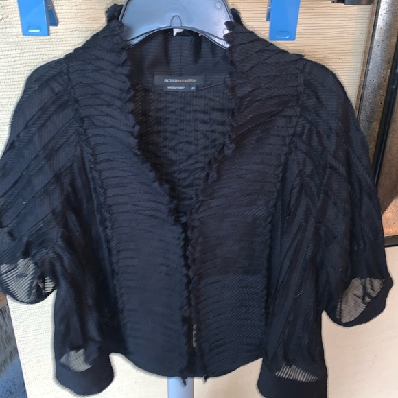BCBGMaxAzria Jackets & Blazers - BCBG Maxazria Black Ruffled Crop Jacket
